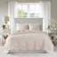 Ensemble de courtepointe réversible 3 pièces à bords festonnés Blush King-125333528-125333526