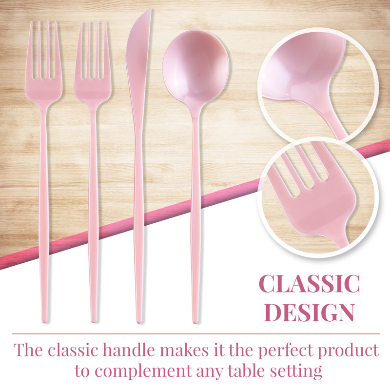 Couverts Walkerton Ebern Designs - ensemble de 80, Rose
