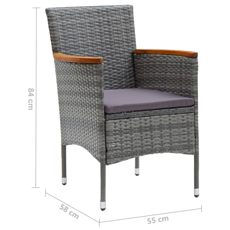 4x chaises de patio pour l'extérieur, Gris, Gris foncé