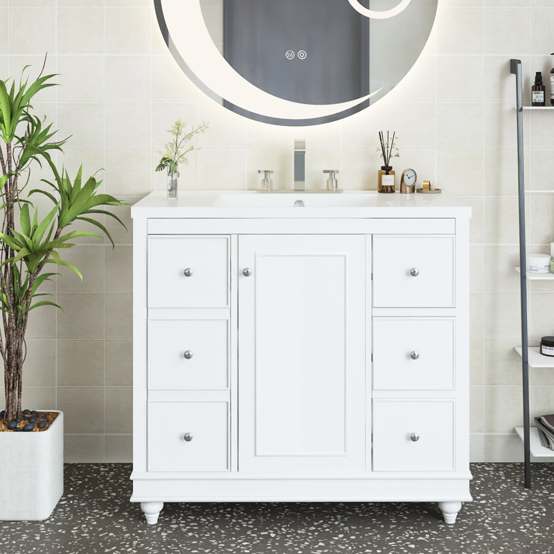 Ensemble de meuble-lavabo simple 36 po Premlata, Blanc
