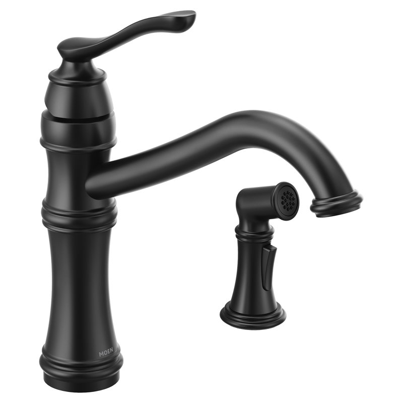 Robinet de cuisine à poignée simple Belfural Duralock avec Duralock ™ et conduites d'alimentation, Avec jet, Noir mat