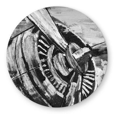 Vintage Airplane Propeller Rug | Monochrome Transportation Decor