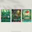 Kids Bedroom Jungle Adventure Rain Forest Animals Colourful - 3 Piece No Frame Print Set-88622317