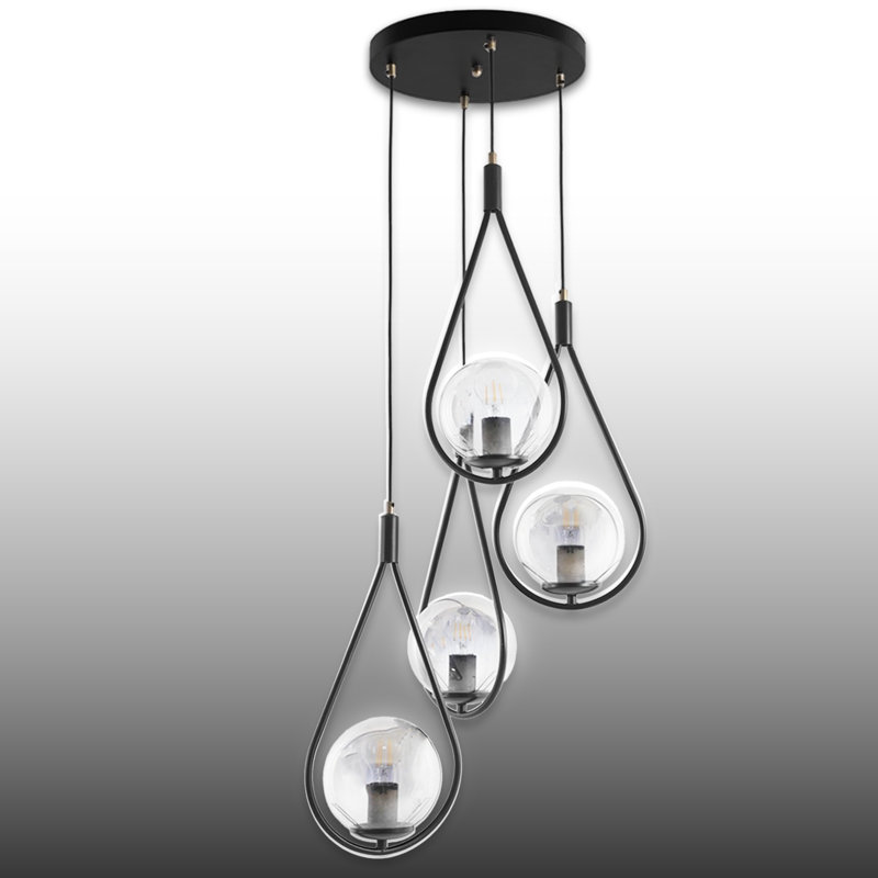 Adjustable Height 4 Lights Metal Body Globe Cluster Pendant