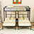 Twin Over Twin And Twin Metal L-Shaped Triple Bunk Bed With Built-In Side Table And Ladder
