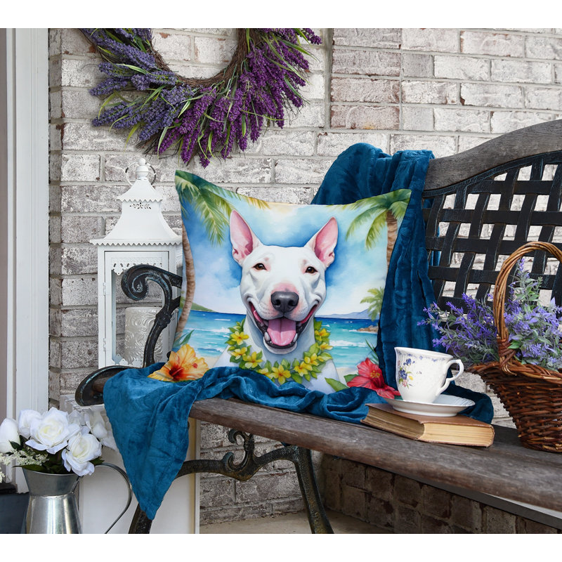 Coussin Bull Terrier Luau, H 18 po x l 18 po