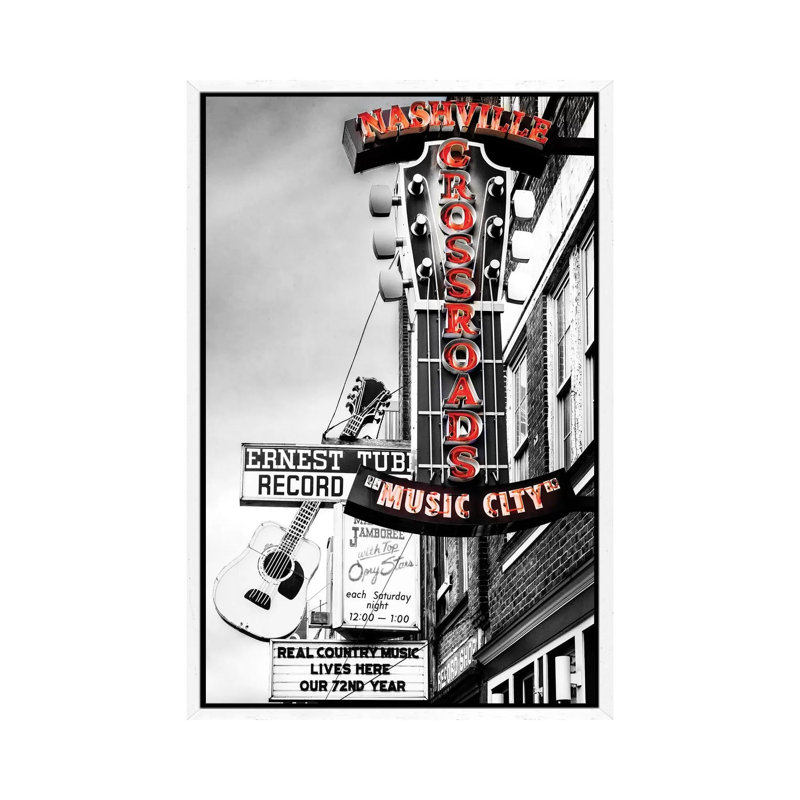 Nashville Music City Red by Susanne Kremer - Print on Canvas, 101.6 cm H x 66.04 cm W, White Framed