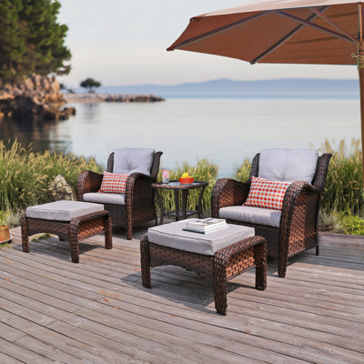 Dawna Wicker 2 - Person Patio Conversation Set with Cushions
