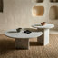 Ensemble de tables basses pour salon, ensemble de deux tables gigognes en marbre blanc