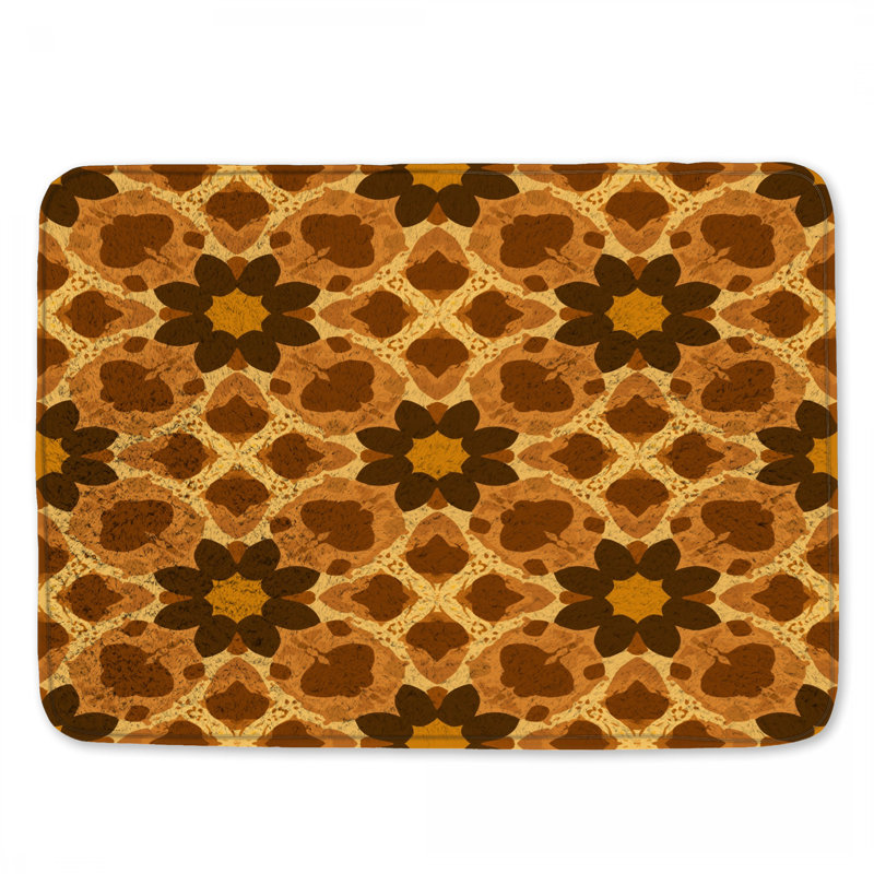 Tapis de bain brun à motif kaléidoscope, L 34 po x L 21 po