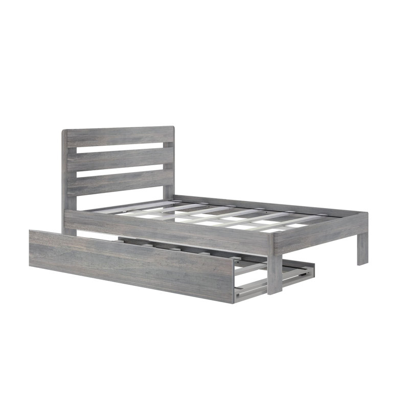 Decimus Solid Wood Platform Bed with Trundle, Driftwood, Full