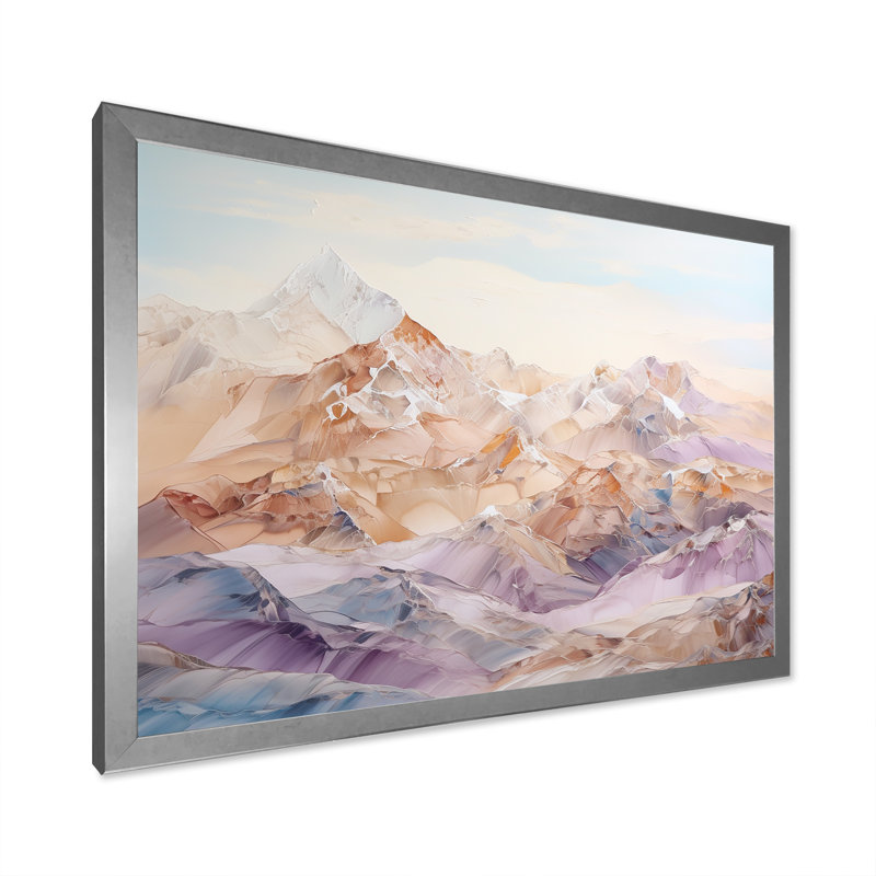 Montagne, beauté silencieuse sur toile, Cadre simple argenté, H 34 po x l 44 po x P 1,5 po