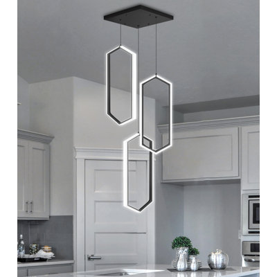14" 3-ring Modern Led Dimmable Chandelier Black
