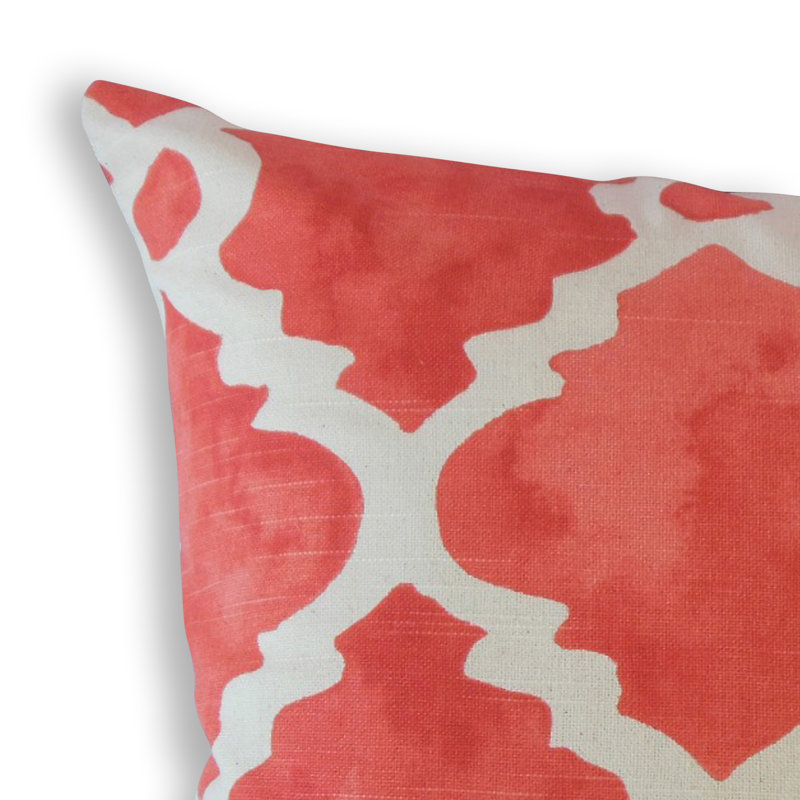 Madrid Geometric Feather Reversible Throw Pillow, 12" x 18", Lumbar Pillow, Orange