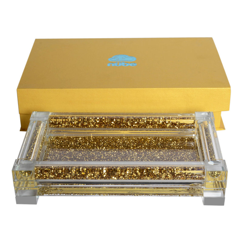 Costella Glass Tray, Gold