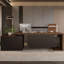 Bureau de direction rectangulaire avec tiroirs en bois massif brun et noisette + fer noir-377692365-377692364