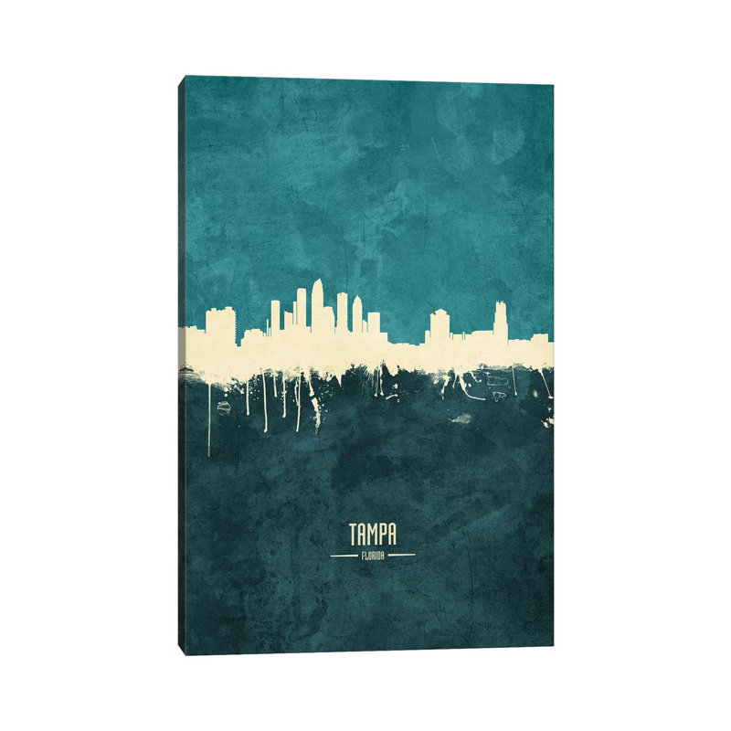 «Tampa Florida Skyline» par Michael Tompsett, impression sur toile tendue, H 26 po x l 18 po x 1,5 po