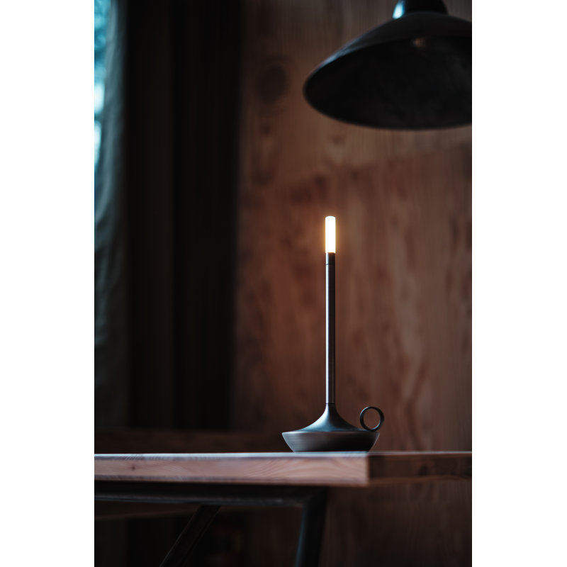 Candle-Inspired Portable Rechargeable Lamp - Wick, 10.2" H x 4.7" W x 4.7" D, Graphite