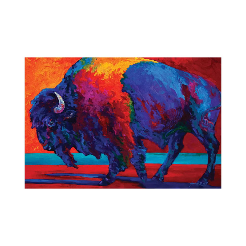 «Abstract Bison» - reproduction, Toile tendue, H 8 po x l 12 po x P 0,75 po