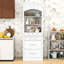 Garde-manger haut avec plateau en faux marbre, tablettes réglables et tiroirs spacieux-1963110015-1967958881