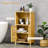 Bamboo Bathroom Floor Cabinet Organizer Tower With Multiple Shelves And Doors
