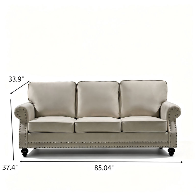 Canapé 3 places, Beige Velvet