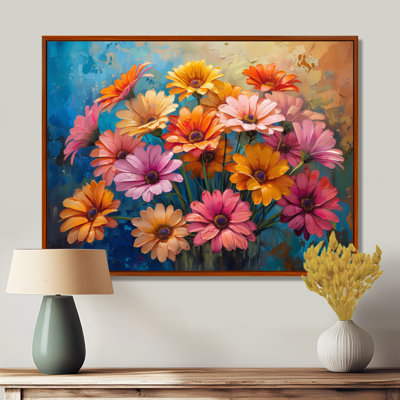 Fleurs vibrantes de marguerites multicolores I - marguerites, salon d'art mural