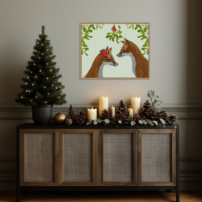 «Foxes and Mistletoe» par Fab Funky, impression sur toile encadrée