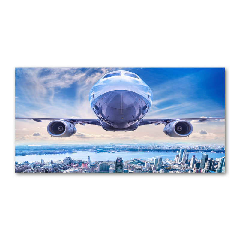 Plane over the City 50cm x 100cm Glass Panel