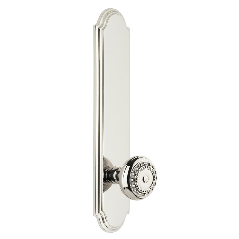 Grandeur Arc Tall Plate Double Dummy with Parthenon Door Knob, Polished Nickel
