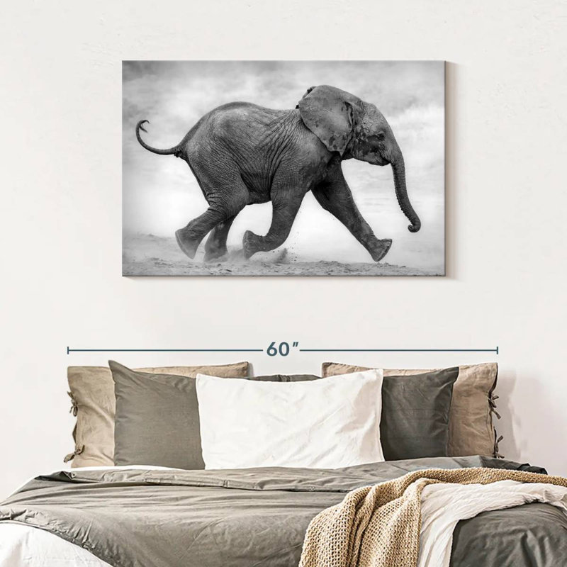 Brampt Baby Elephant Running, 30" H x 45" W