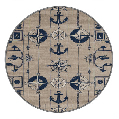 Washable Port markings Nautical Area Rug