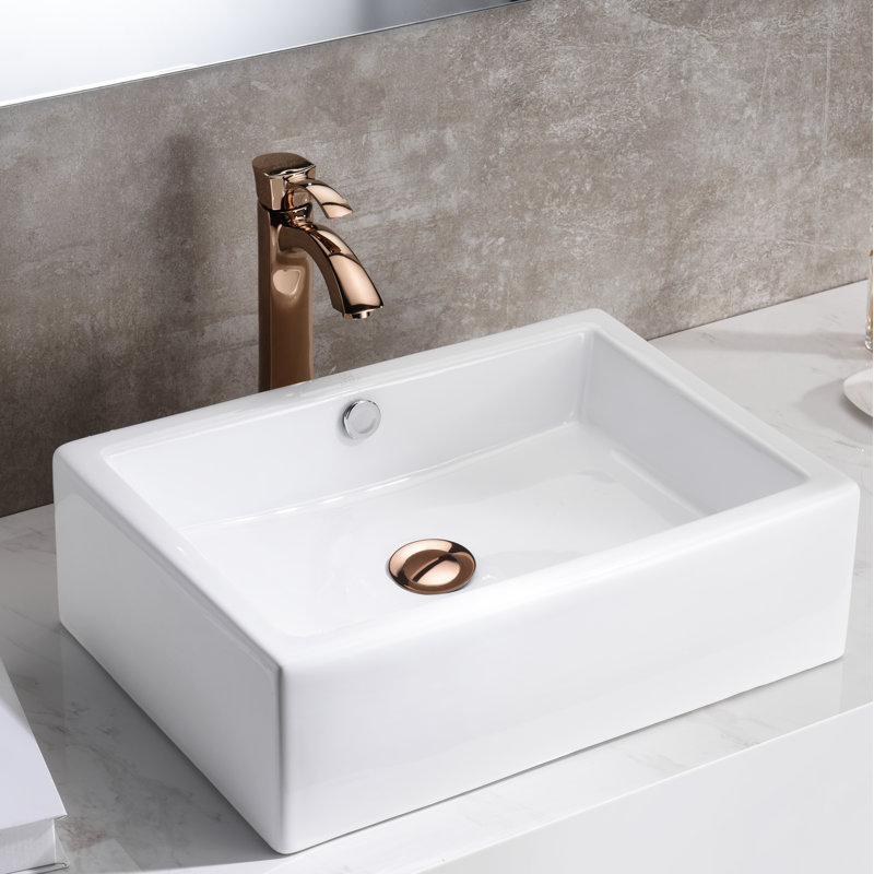 ANZZI Deux Series 14.3 " Vitreous China Rectangular Bathroom Sink and Overflow Hole