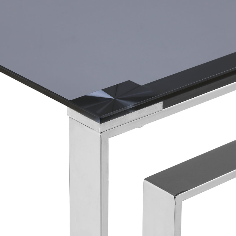 Console Table for Hallway Living Room Furniture, 120cm Slim Metal Entryway Table, Silver, Smoke Black