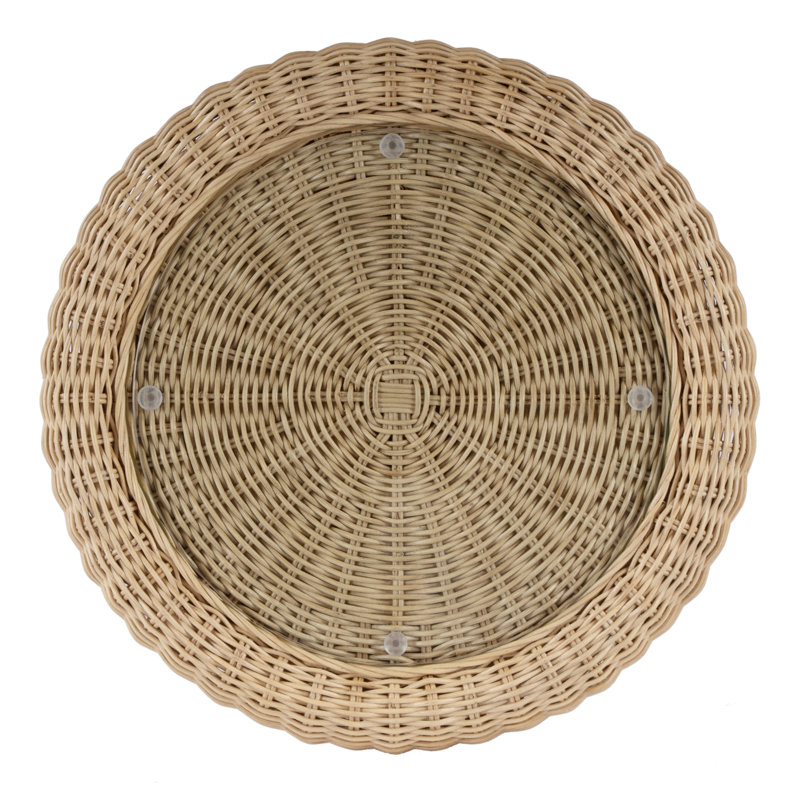 Flora Rattan Scalloped End Table