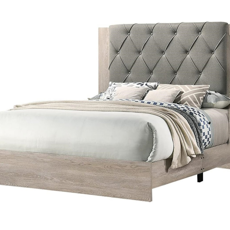 Tête de lit capitonnée 1pc, Gris, King