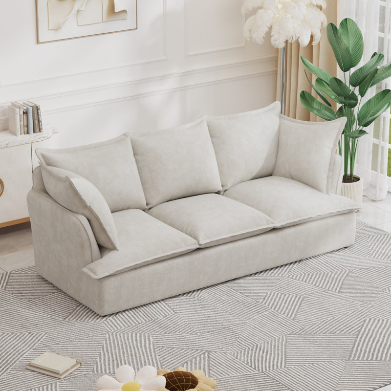 Canapé moderne à 3 places Cloud, siège profond avec 2 coussins de bureau, Beige