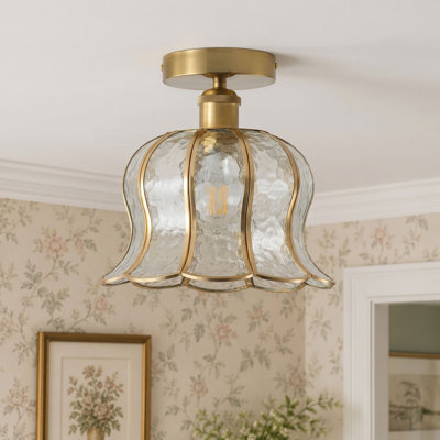 1-Transparent glass dimmable iron Flush Mount light