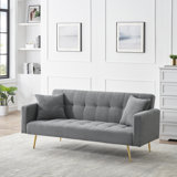 Quiniya 71.26" Modern Teddy Velvet Sofa Bed Folding Couch with Two Throw Pillows for Living Room