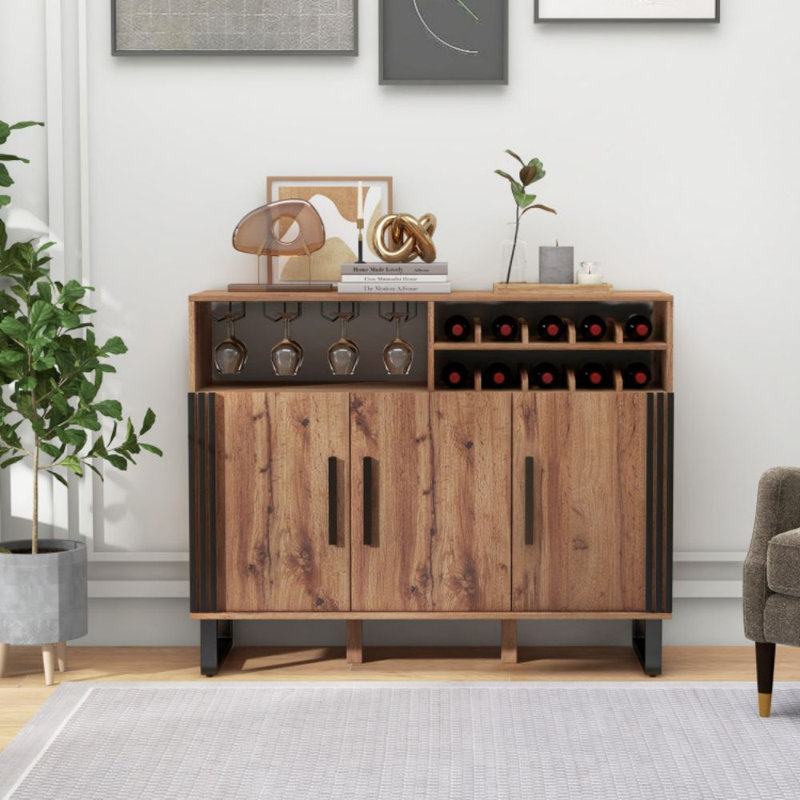 Armoire à vin avec 3 portes et tablettes réglables Home