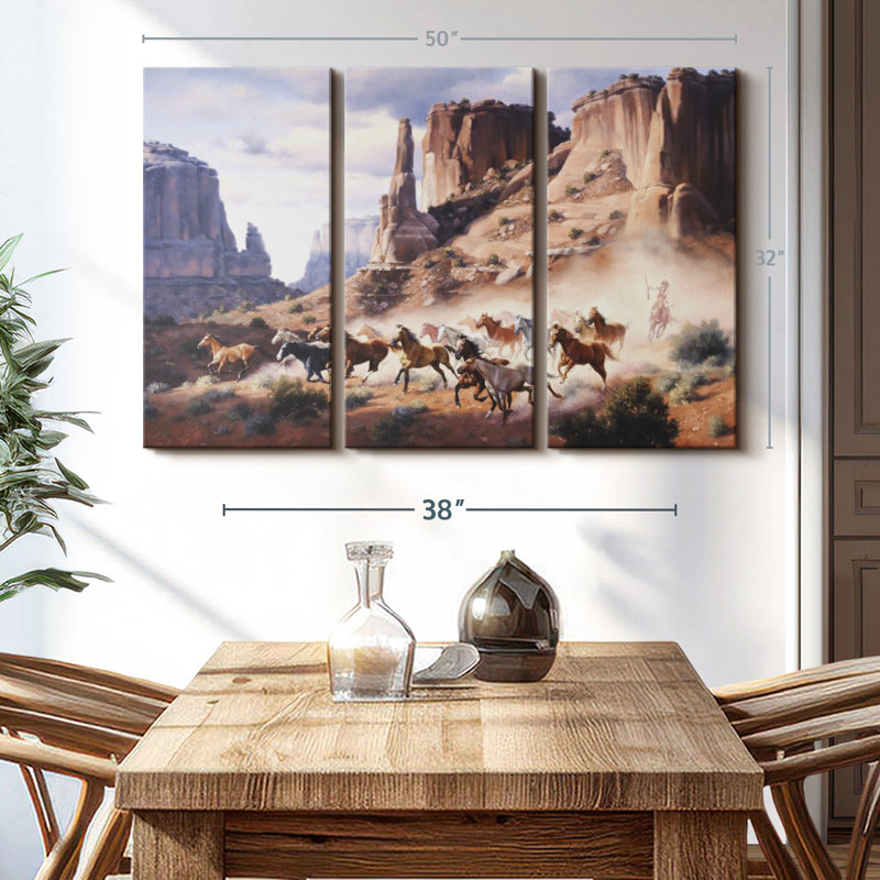 "Grès et chevaux volés" sur toile, H 32 po x l 50 po