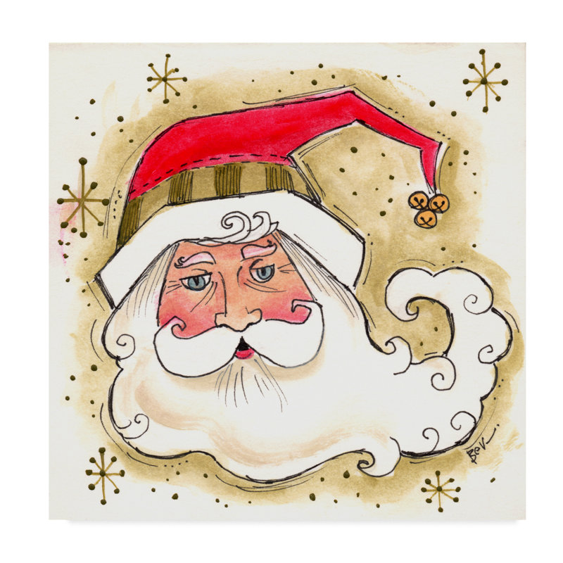 « santa bonhomme de neige », art sur toile, H 14 po x l 14 po x P 2 po