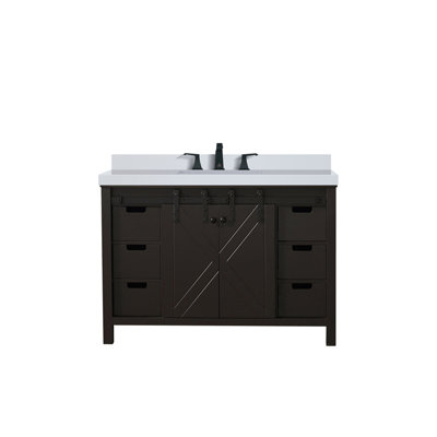 Meuble-lavabo brun 48 po X P 22 po D, ensemble de comptoir et robinet en quartz blanc