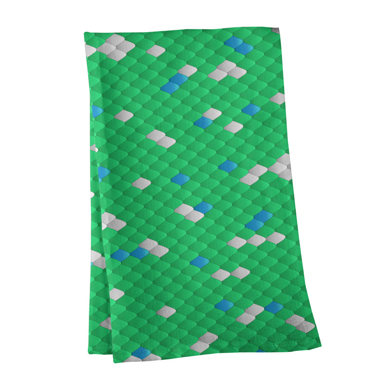 Serviette de thé à échelles serpent, Vert / Bleu, Sergé de polyester