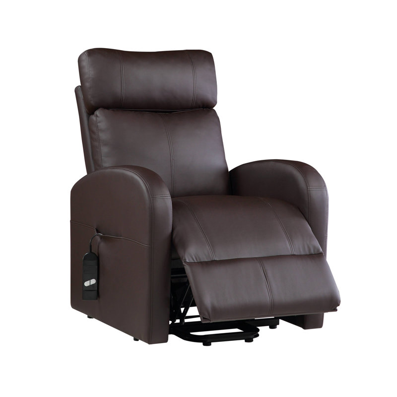 Fauteuil inclinable électrique brun en cuir synthétique, Brun