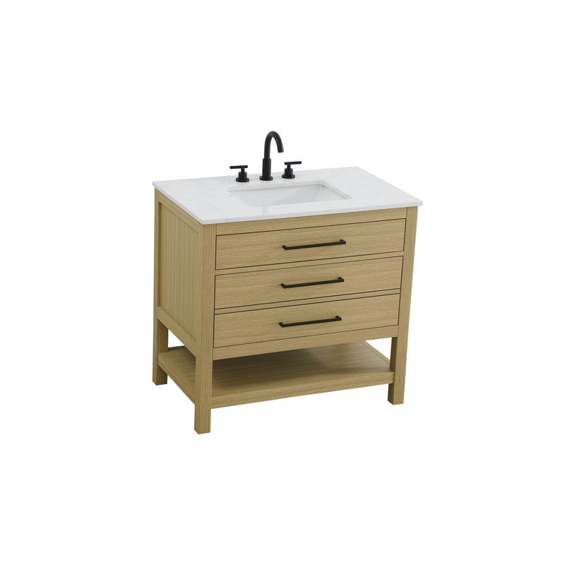 Meuble-lavabo simple 36 po_Moderne_VF60536, Brun miel