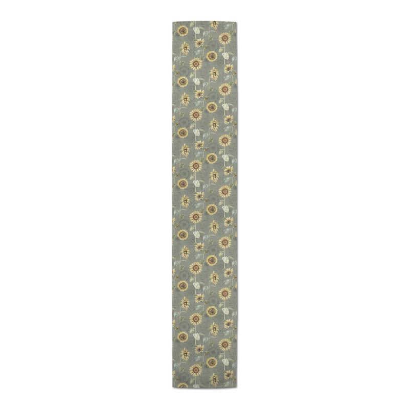 Rectangular Floral Table Runner, 90" x 16", Green
