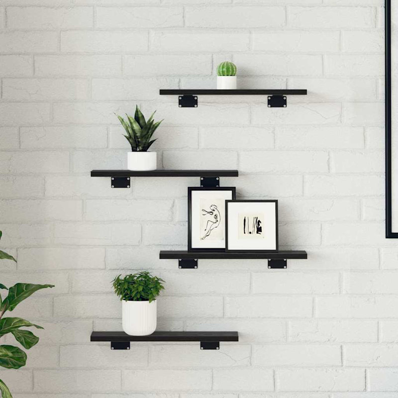 Bookshelf Board Extra Shelf Replacement Panel DIY Board Engineered Wood, Black , (4 Shelves) 1.5cm H x 40cm W x 10cm D