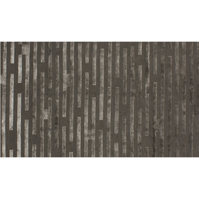 Striped Area Rug in Charcoal/Silver, Rectangle 9' x 12'