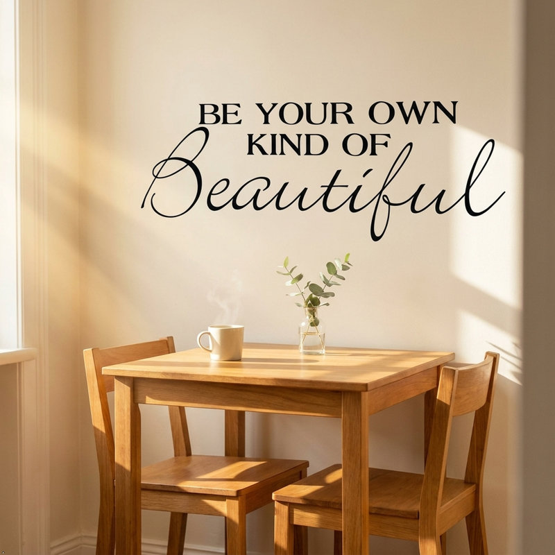 Adhésif décoratif «Be your propre genre de belle», H 8 po x l 22 po, Bleu